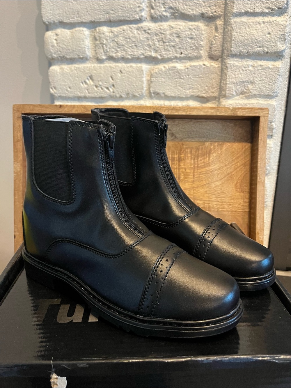 TuffRider Children's Starter Front Zip Black Paddock Boots 3040-165 - Size 5
